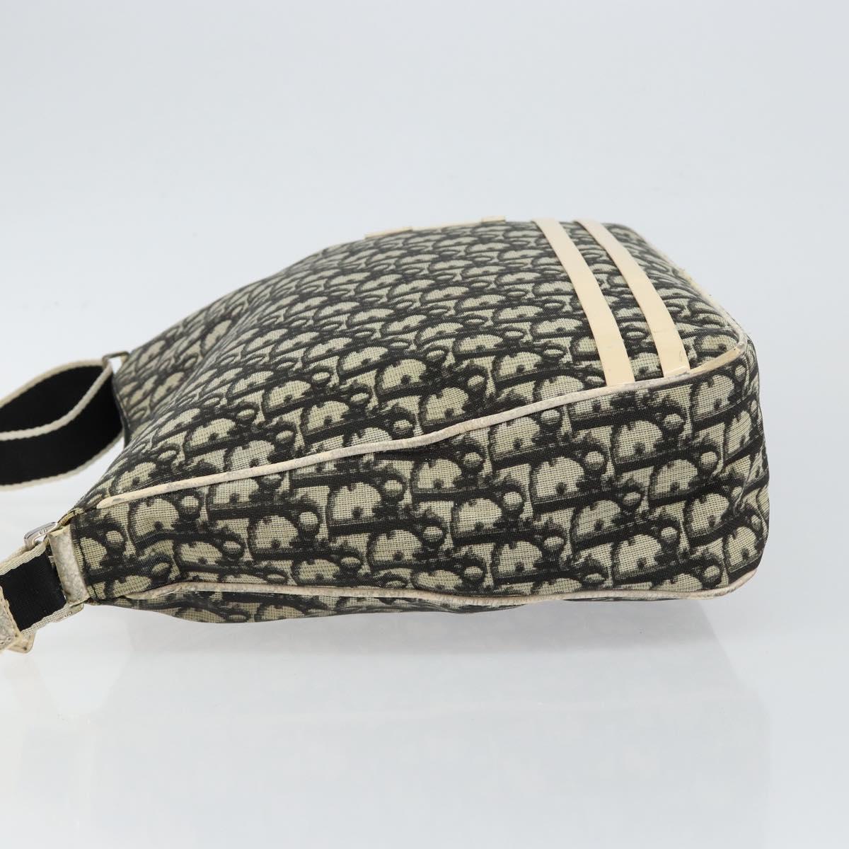 Christian Dior Trotter Canvas Shoulder Bag Black Silver Auth 146291