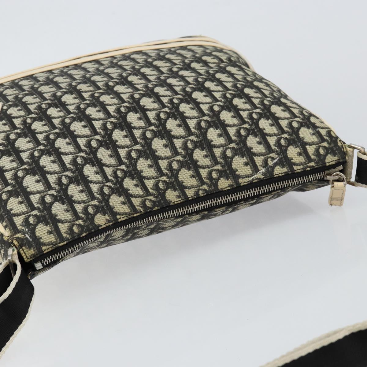 Christian Dior Trotter Canvas Shoulder Bag Black Silver Auth 146291