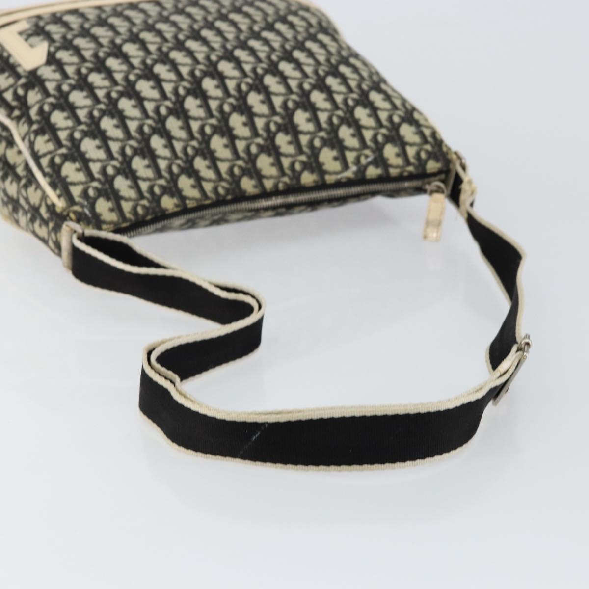 Christian Dior Trotter Canvas Shoulder Bag Black Silver Auth 146291