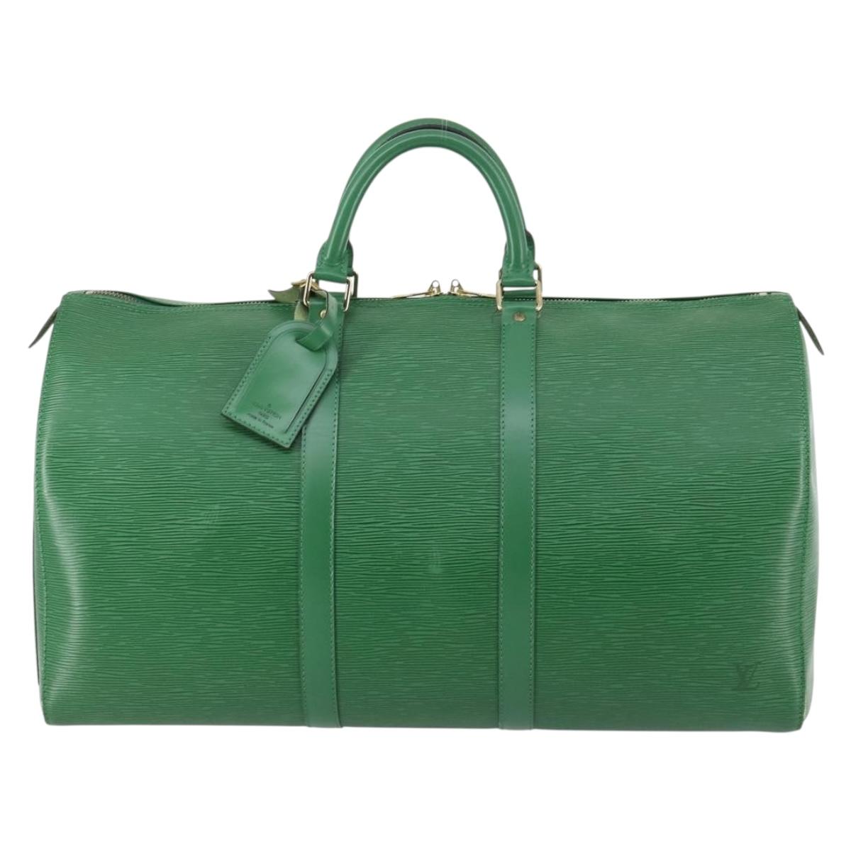 LOUIS VUITTON Epi Keepall 50 Boston Bag Green M42964 LV Auth 146331