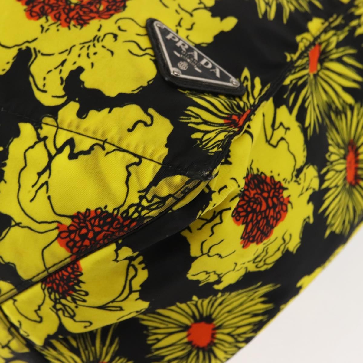 PRADA Tote Bag Nylon Yellow Silver Auth 146333