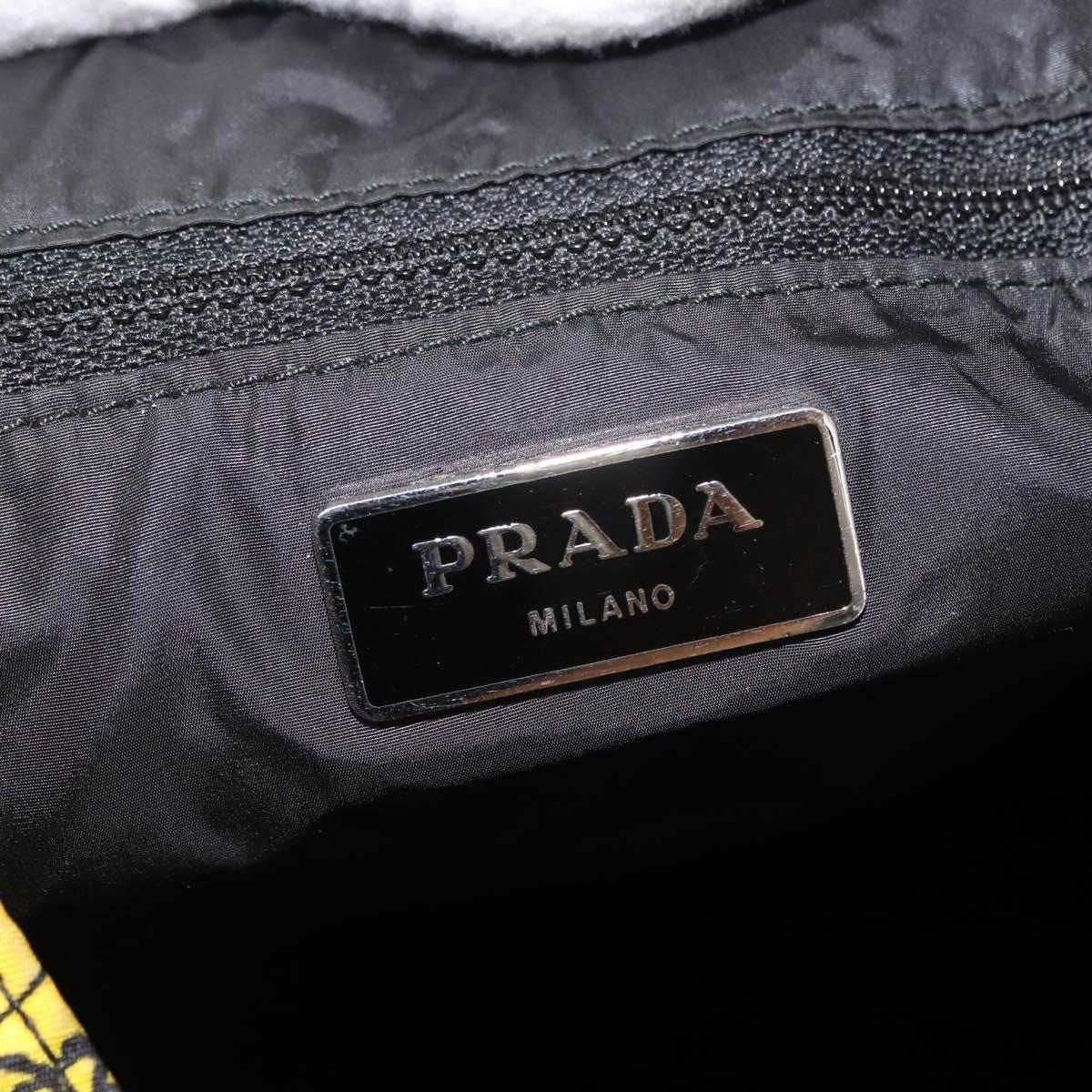 PRADA Tote Bag Nylon Yellow Silver Auth 146333
