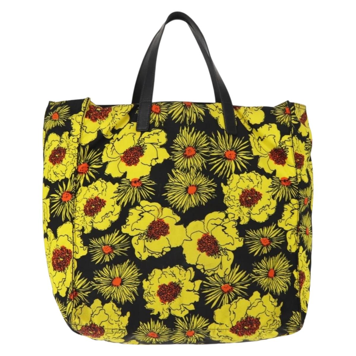 PRADA Tote Bag Nylon Yellow Silver Auth 146333