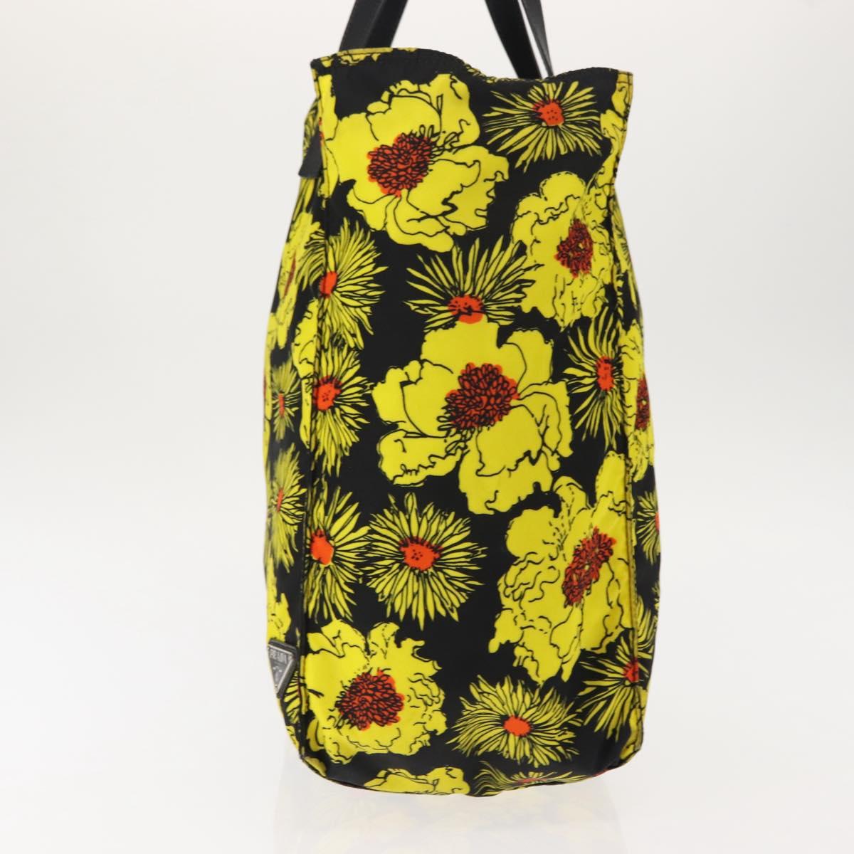 PRADA Tote Bag Nylon Yellow Silver Auth 146333