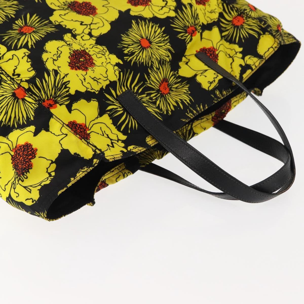 PRADA Tote Bag Nylon Yellow Silver Auth 146333