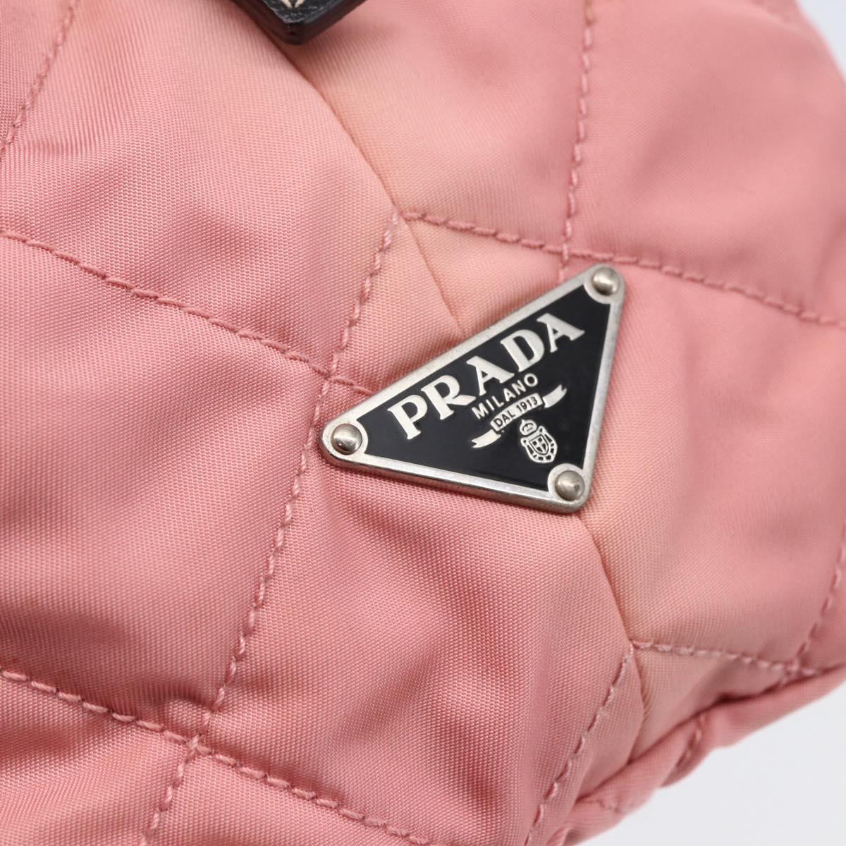 PRADA Quilted Chain Tote Bag Nylon Pink Silver Auth 146334