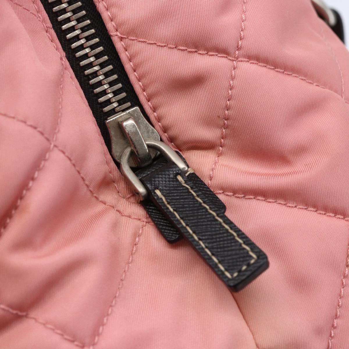 PRADA Quilted Chain Tote Bag Nylon Pink Silver Auth 146334