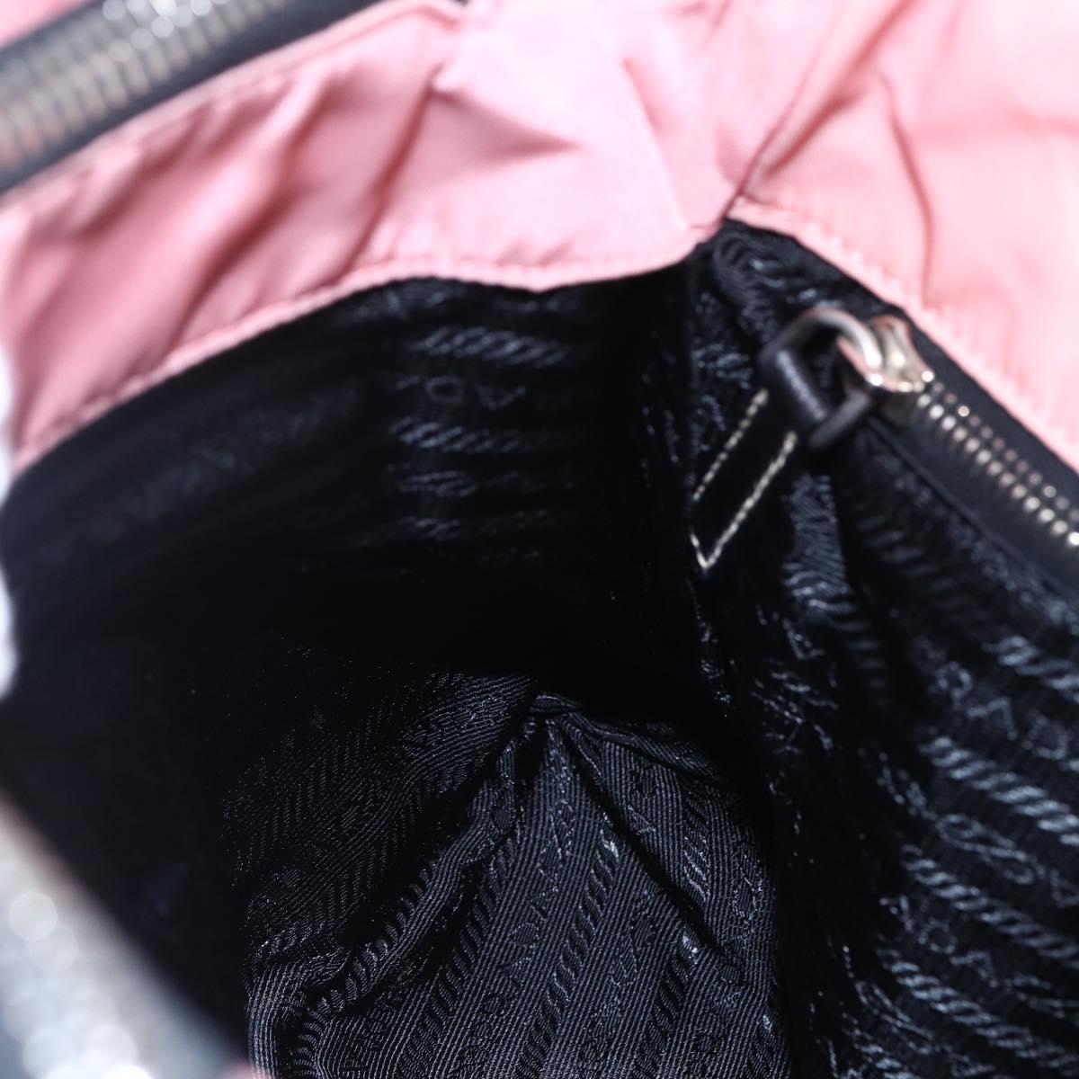 PRADA Quilted Chain Tote Bag Nylon Pink Silver Auth 146334