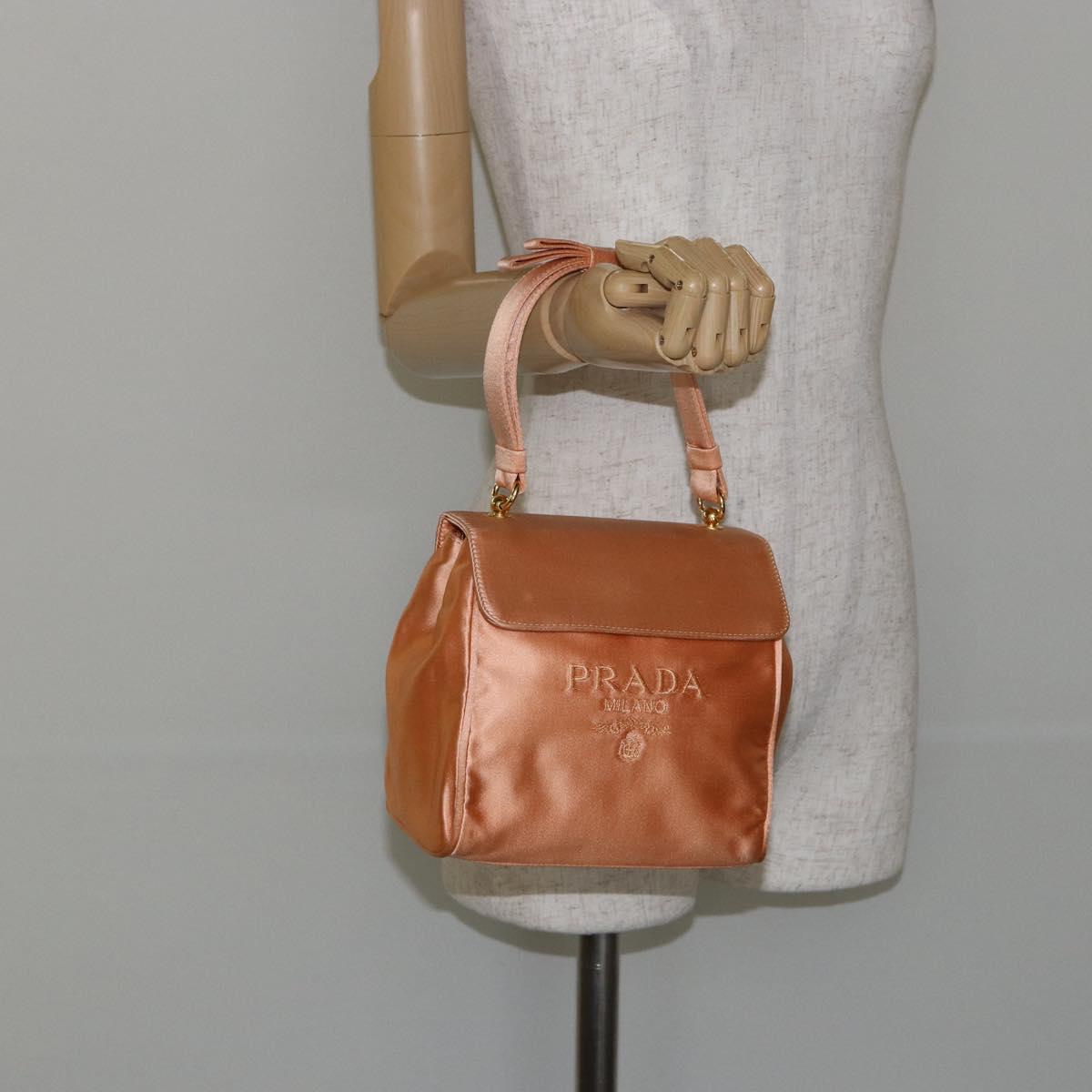 PRADA Hand Bag Satin Pink Gold Auth 146335