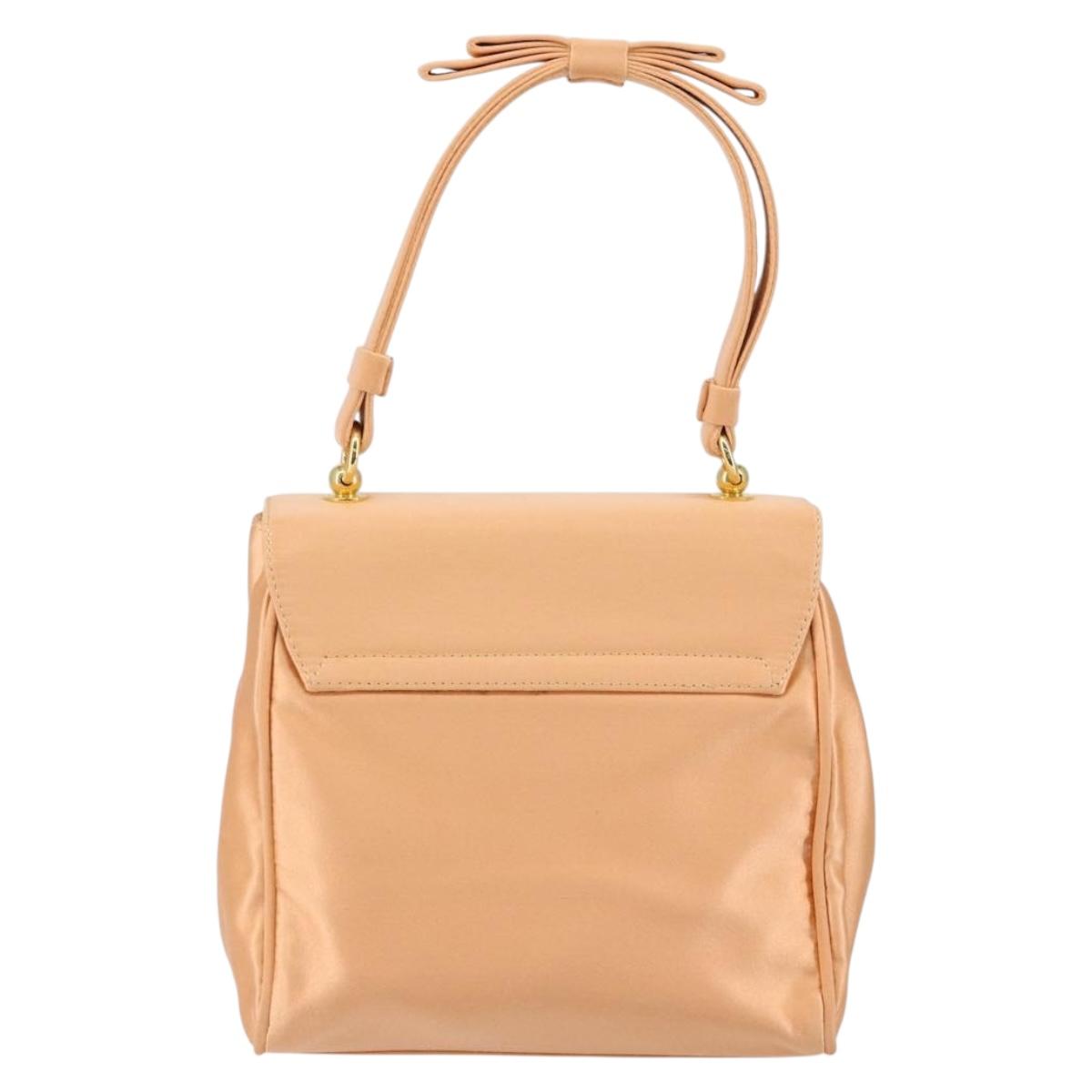 PRADA Hand Bag Satin Pink Gold Auth 146335