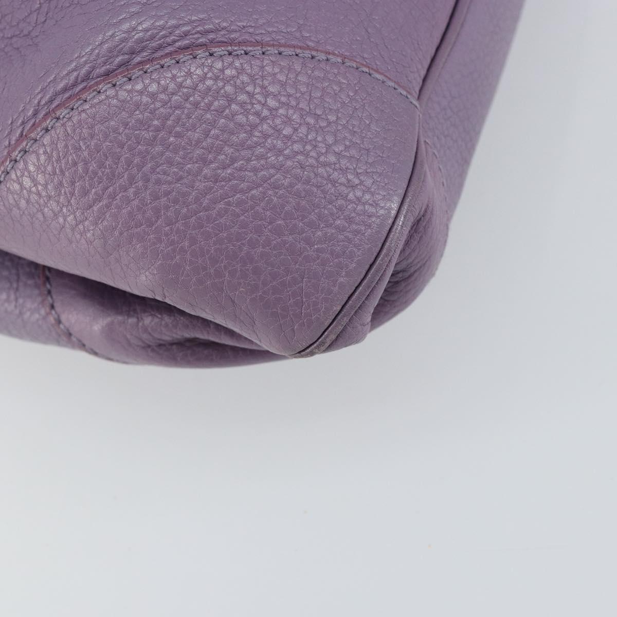 Salvatore Ferragamo Gancini Hand Bag Leather Purple Silver Auth 146336