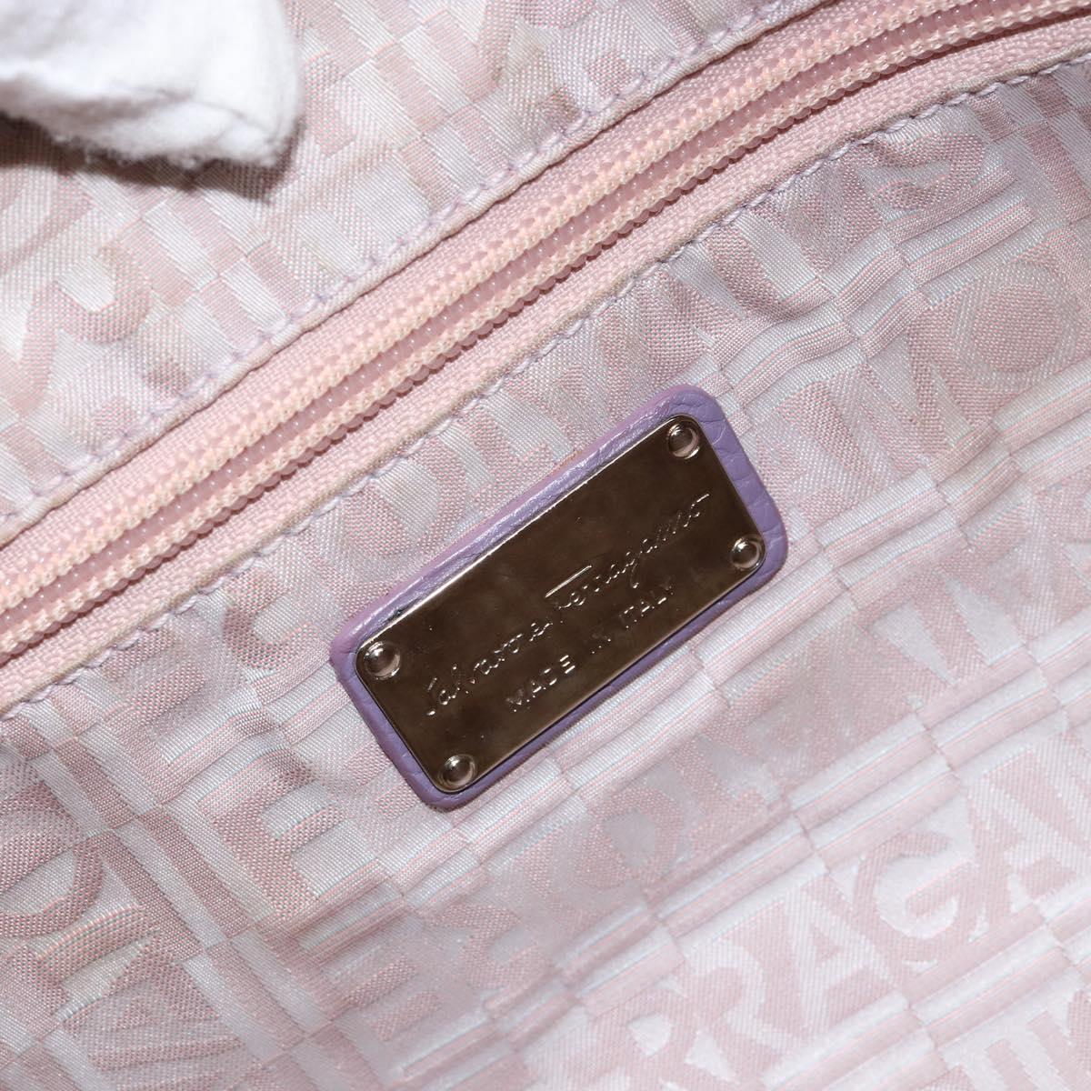 Salvatore Ferragamo Gancini Hand Bag Leather Purple Silver Auth 146336