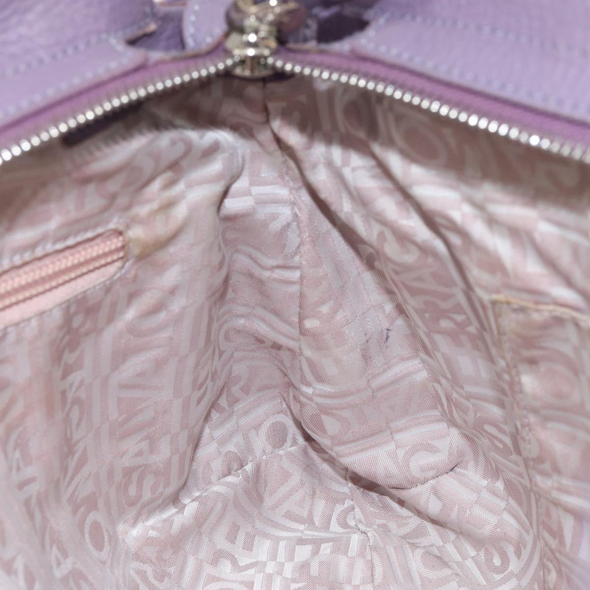 Salvatore Ferragamo Gancini Hand Bag Leather Purple Silver Auth 146336