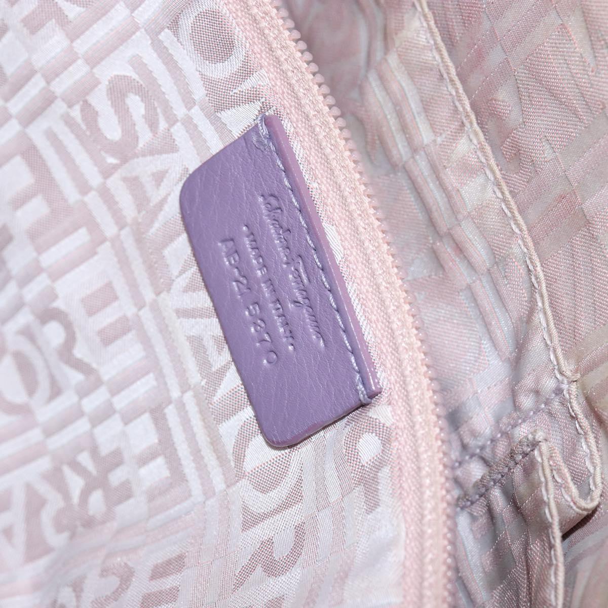Salvatore Ferragamo Gancini Hand Bag Leather Purple Silver Auth 146336