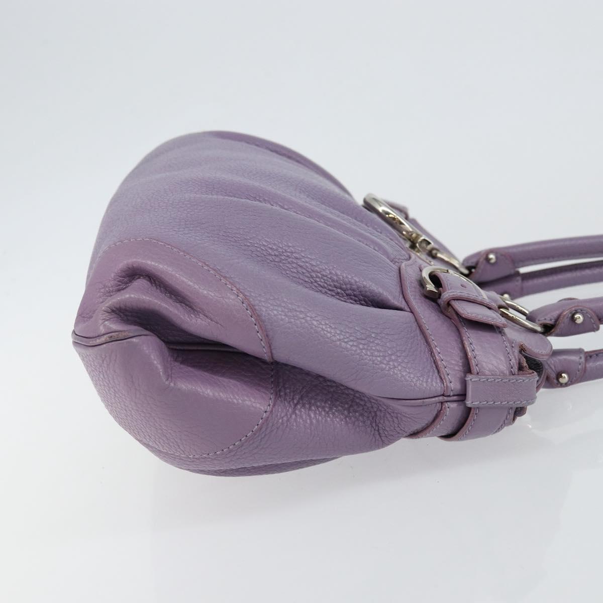 Salvatore Ferragamo Gancini Hand Bag Leather Purple Silver Auth 146336
