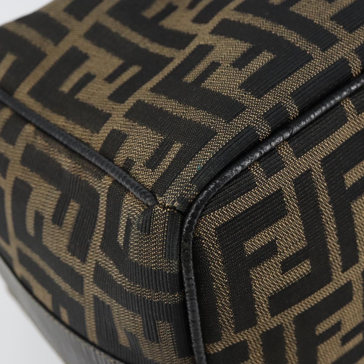 FENDI Zucca Canvas Vanity Pouch Black Brown Auth 146340