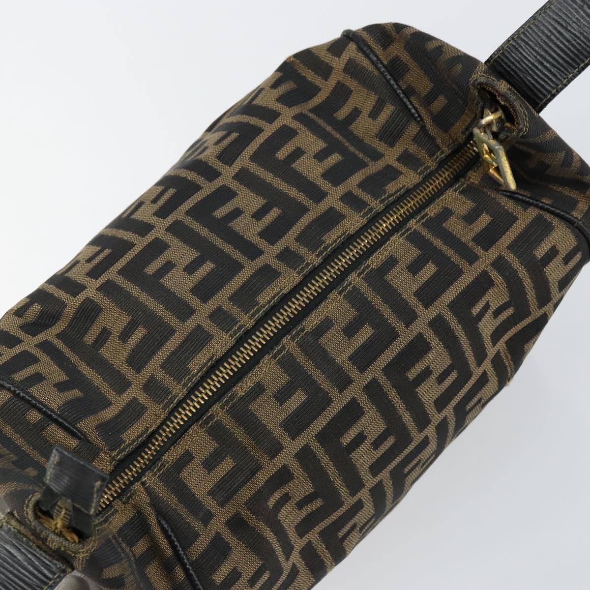 FENDI Zucca Canvas Vanity Pouch Black Brown Auth 146340