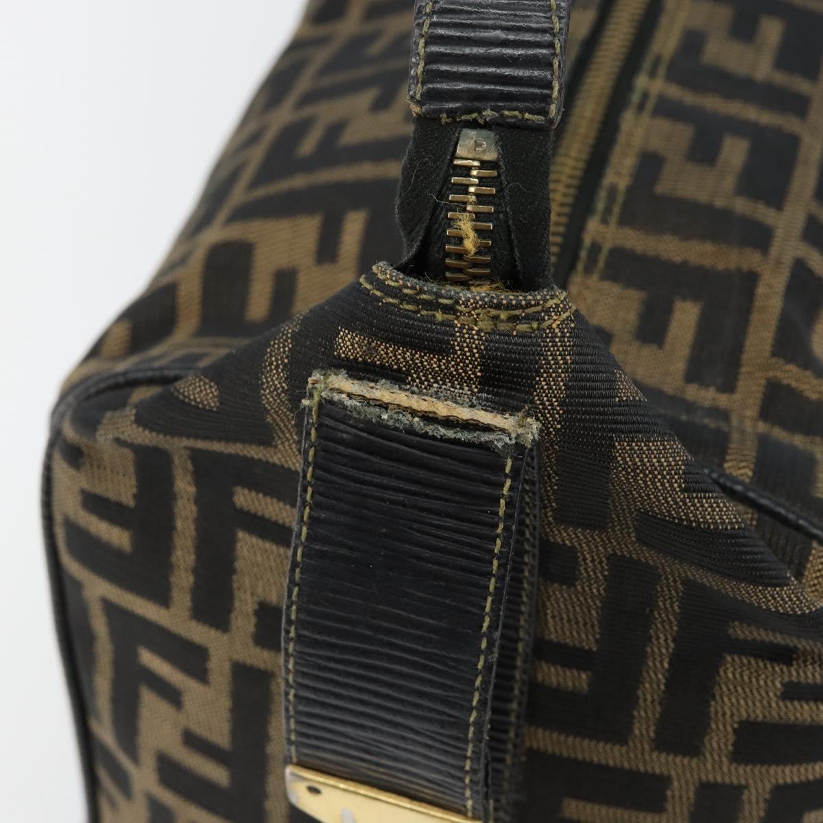 FENDI Zucca Canvas Vanity Pouch Black Brown Auth 146340