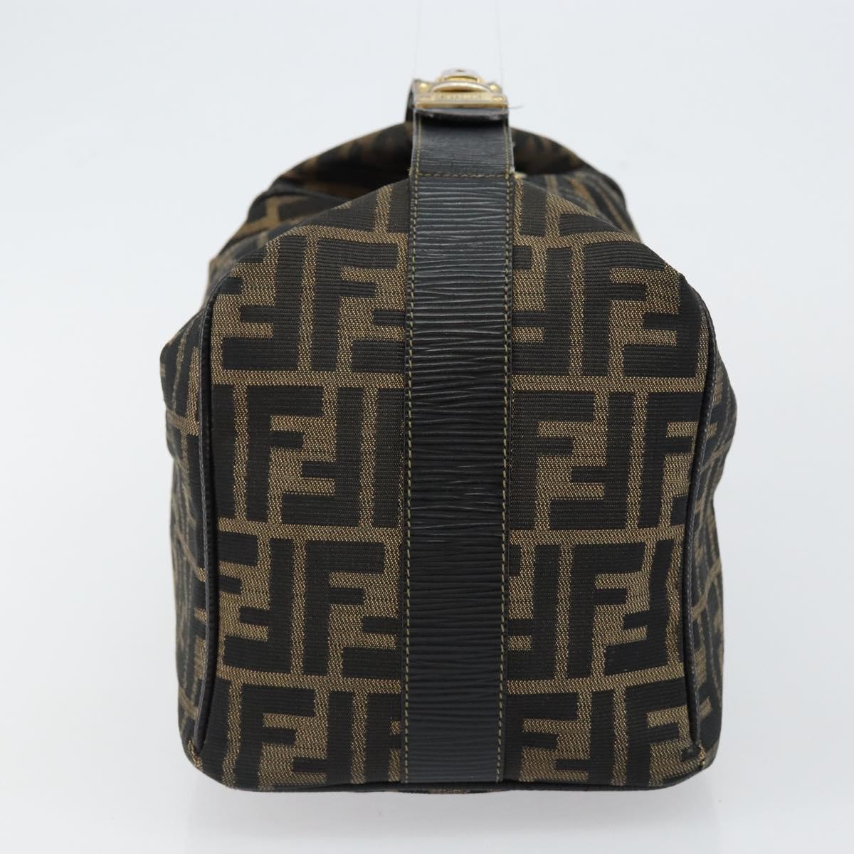 FENDI Zucca Canvas Vanity Pouch Black Brown Auth 146340