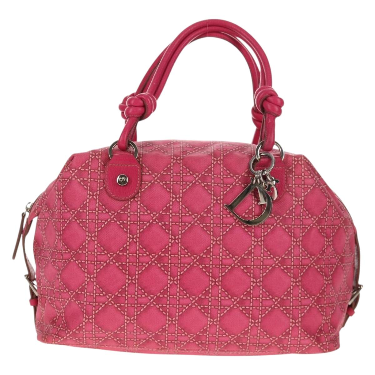 Christian Dior Boston Bag PVC Pink Silver Auth 146341V
