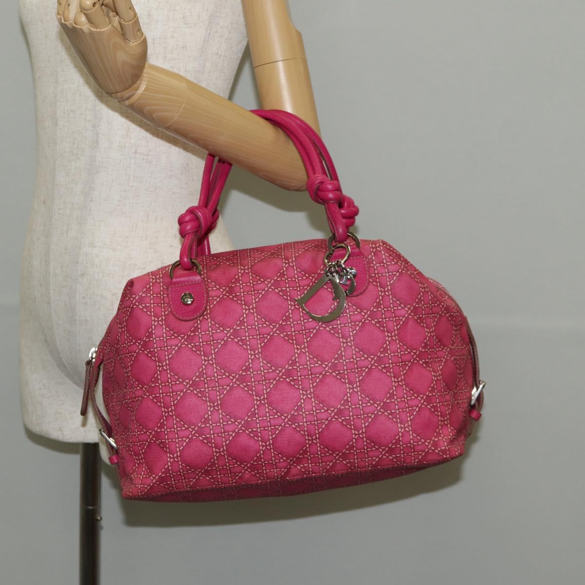 Christian Dior Boston Bag PVC Pink Silver Auth 146341V