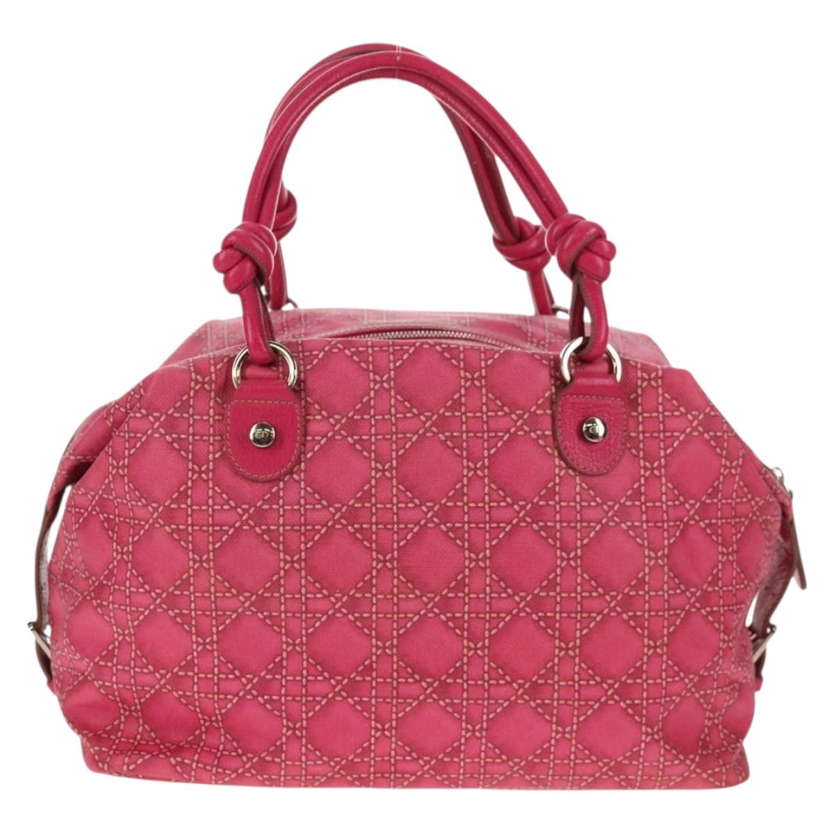 Christian Dior Boston Bag PVC Pink Silver Auth 146341V