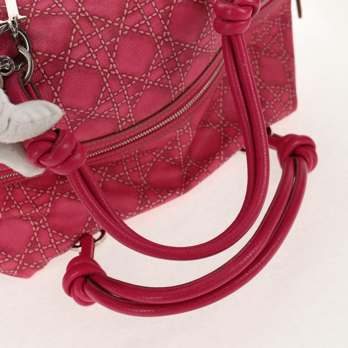 Christian Dior Boston Bag PVC Pink Silver Auth 146341V