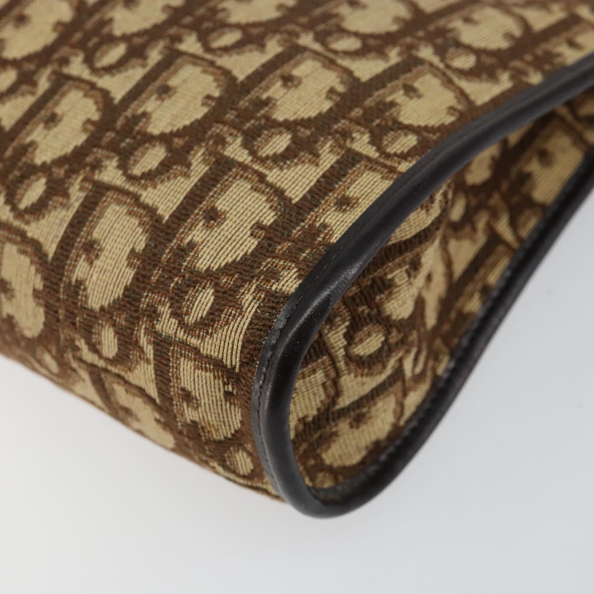 Christian Dior Trotter Canvas Shoulder Bag Beige Gold Auth 146342