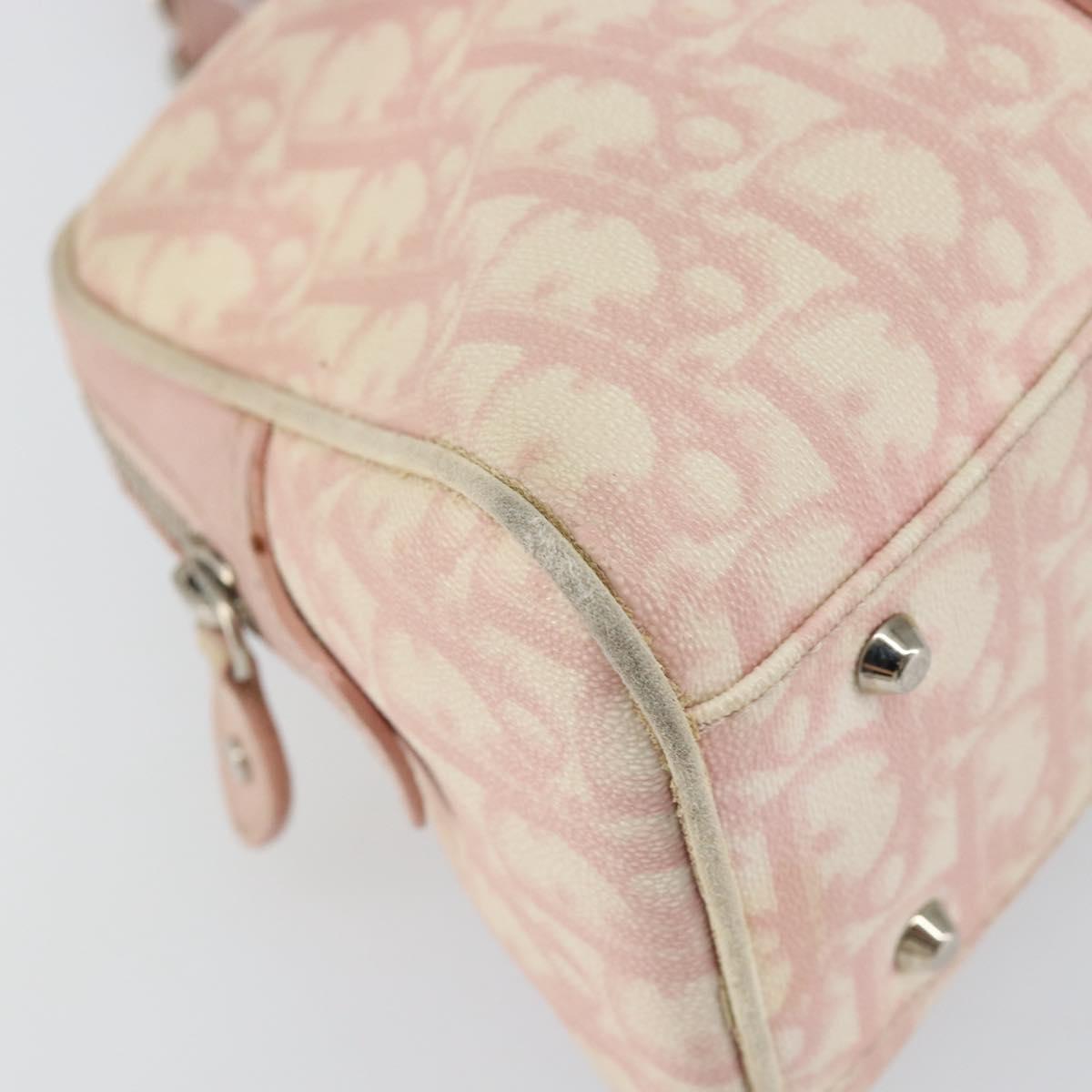Christian Dior Trotter Canvas Romantic Chain Bag PVC Pink Silver Auth 146343