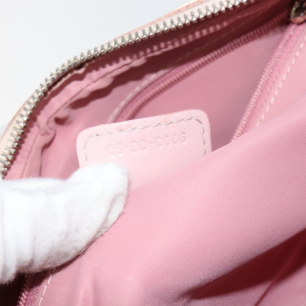 Christian Dior Trotter Canvas Romantic Chain Bag PVC Pink Silver Auth 146343