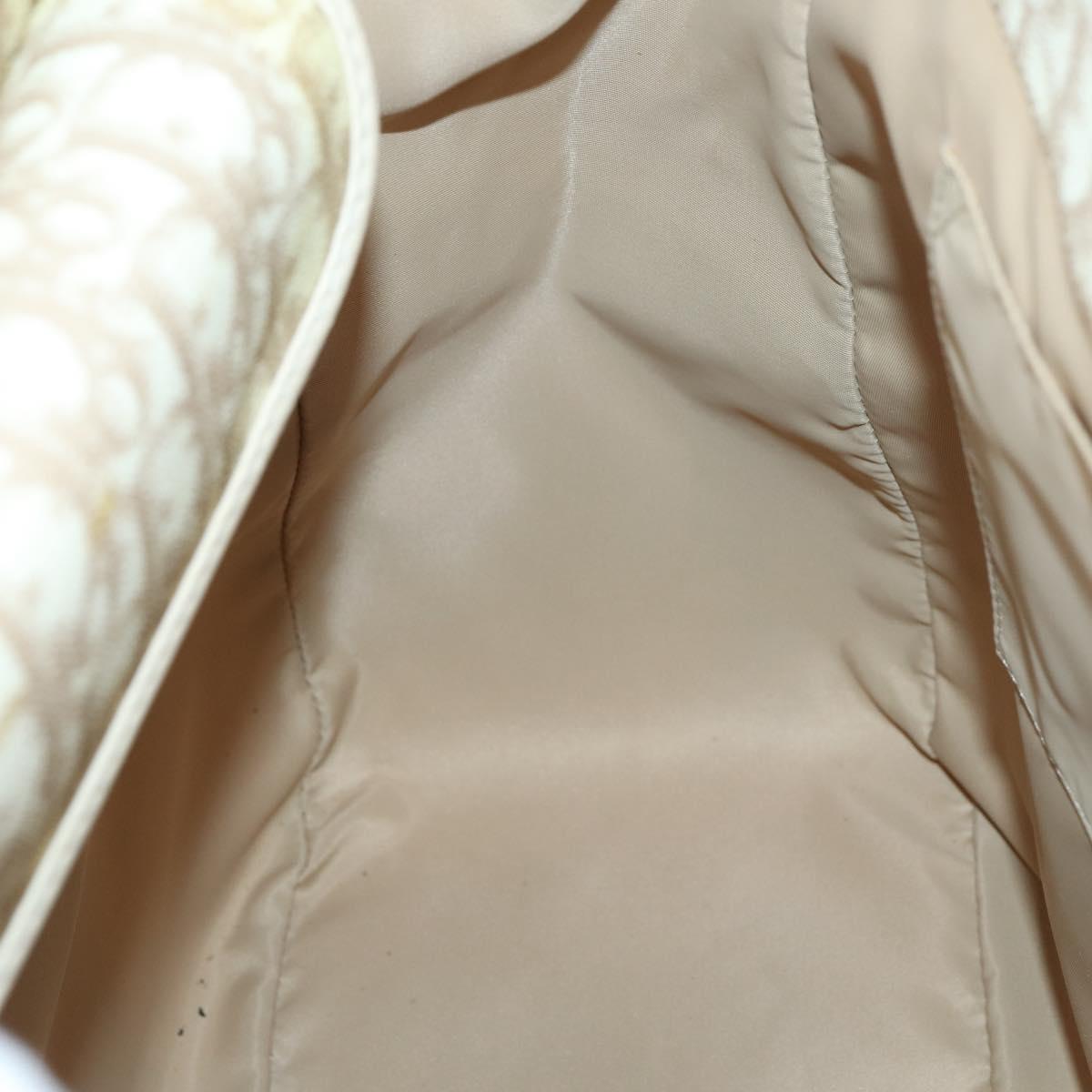 Christian Dior Trotter Canvas Romantic Chain Bag PVC Beige Silver Auth 146345