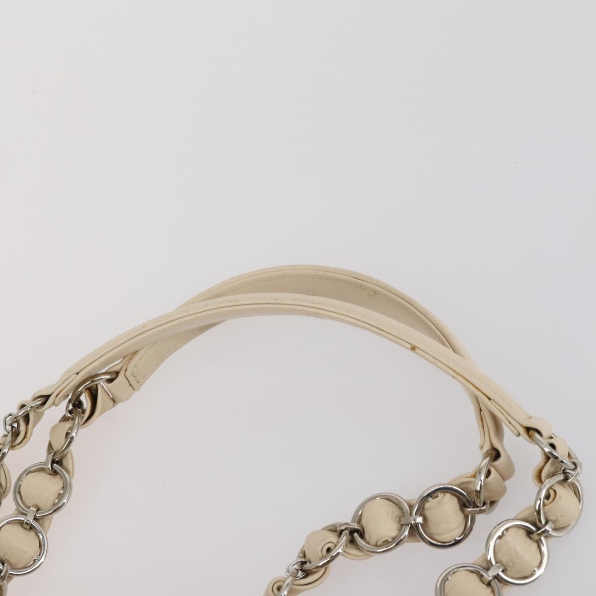 Christian Dior Trotter Canvas Romantic Chain Bag PVC Beige Silver Auth 146345