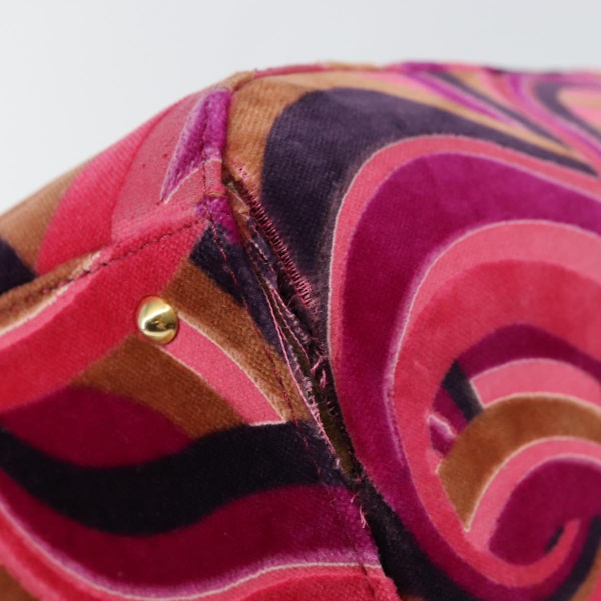 Gianni Versace ring Hand Bag Velor Multicolor Gold Auth 146347