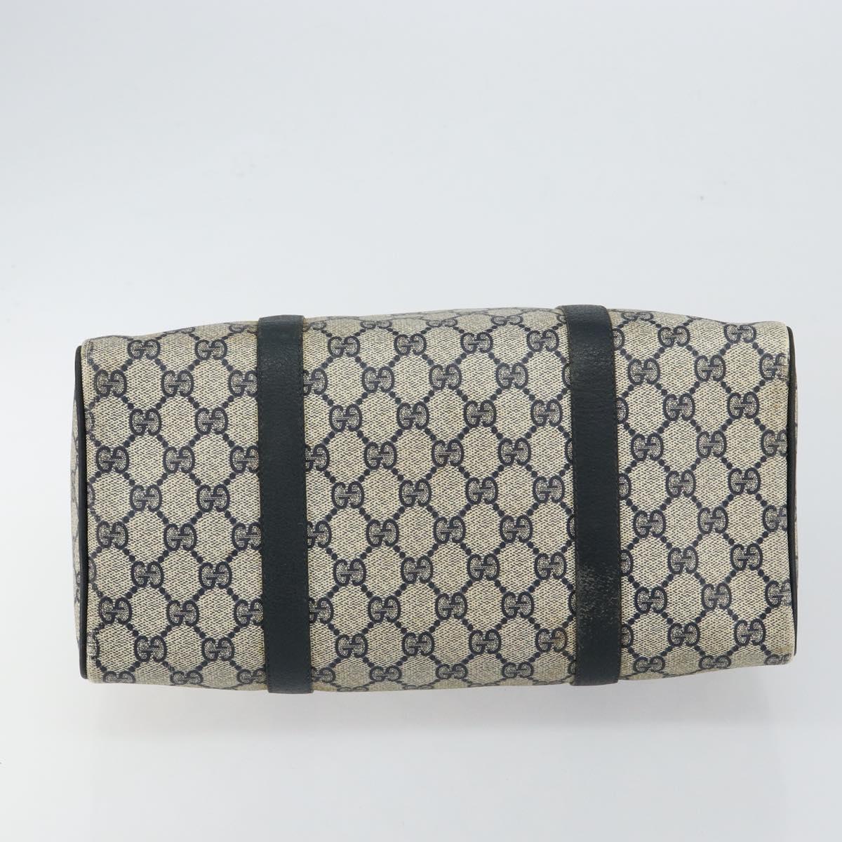 GUCCI GG Supreme Sherry Line Boston Bag PVC Navy Gold 40 02 007 Auth 146348