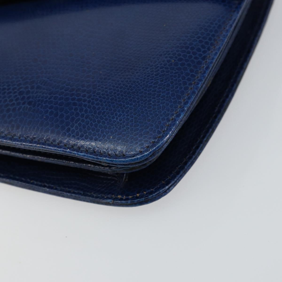 CELINE Hand Bag Leather Blue Gold Auth 146349