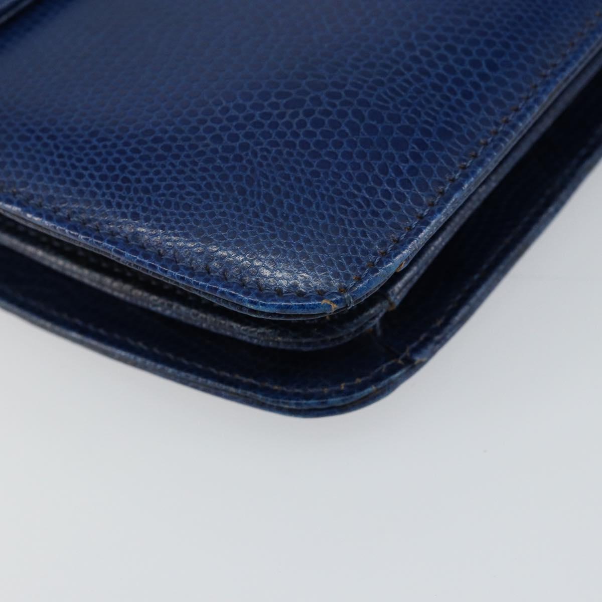 CELINE Hand Bag Leather Blue Gold Auth 146349