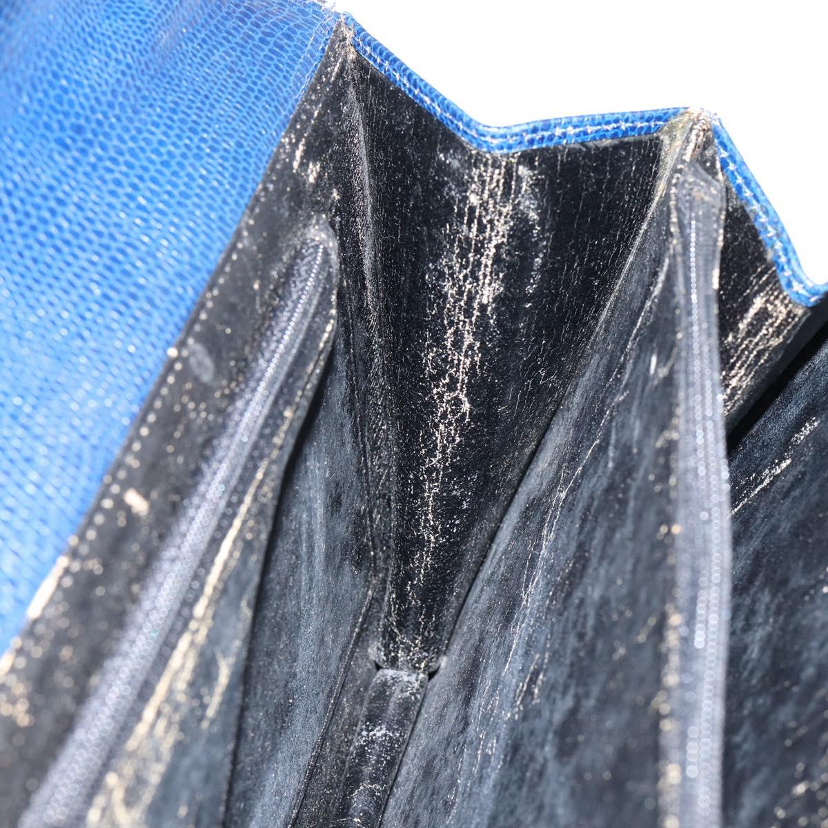 CELINE Hand Bag Leather Blue Gold Auth 146349