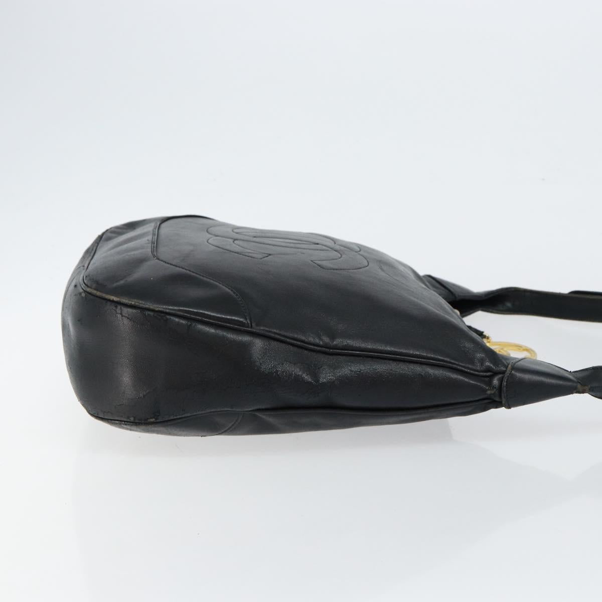 CHANEL Matelasse Shoulder Bag Leather Black Gold CC Auth 146351