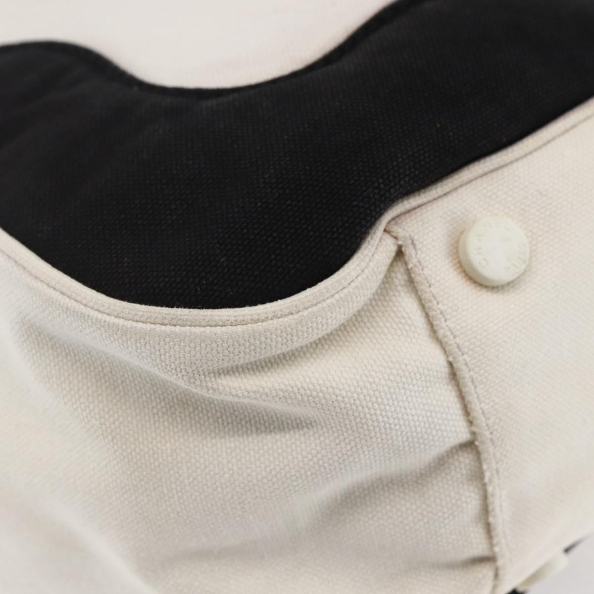 CHANEL marshmallow COCO Mark Hand Bag Canvas White Black CC Auth 146352