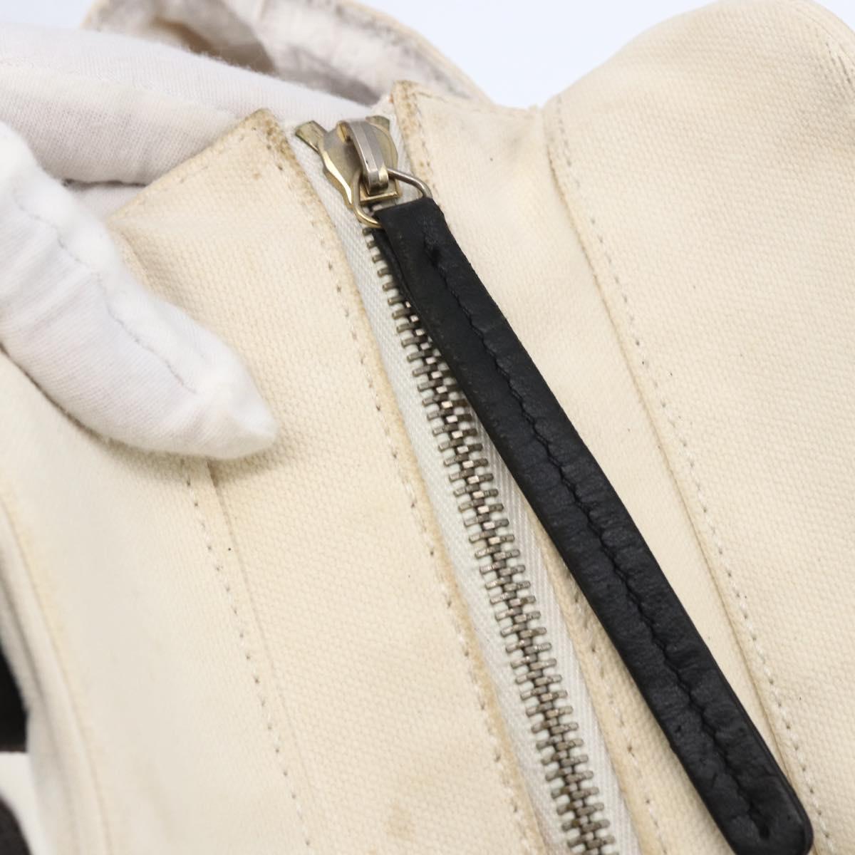 CHANEL marshmallow COCO Mark Hand Bag Canvas White Black CC Auth 146352