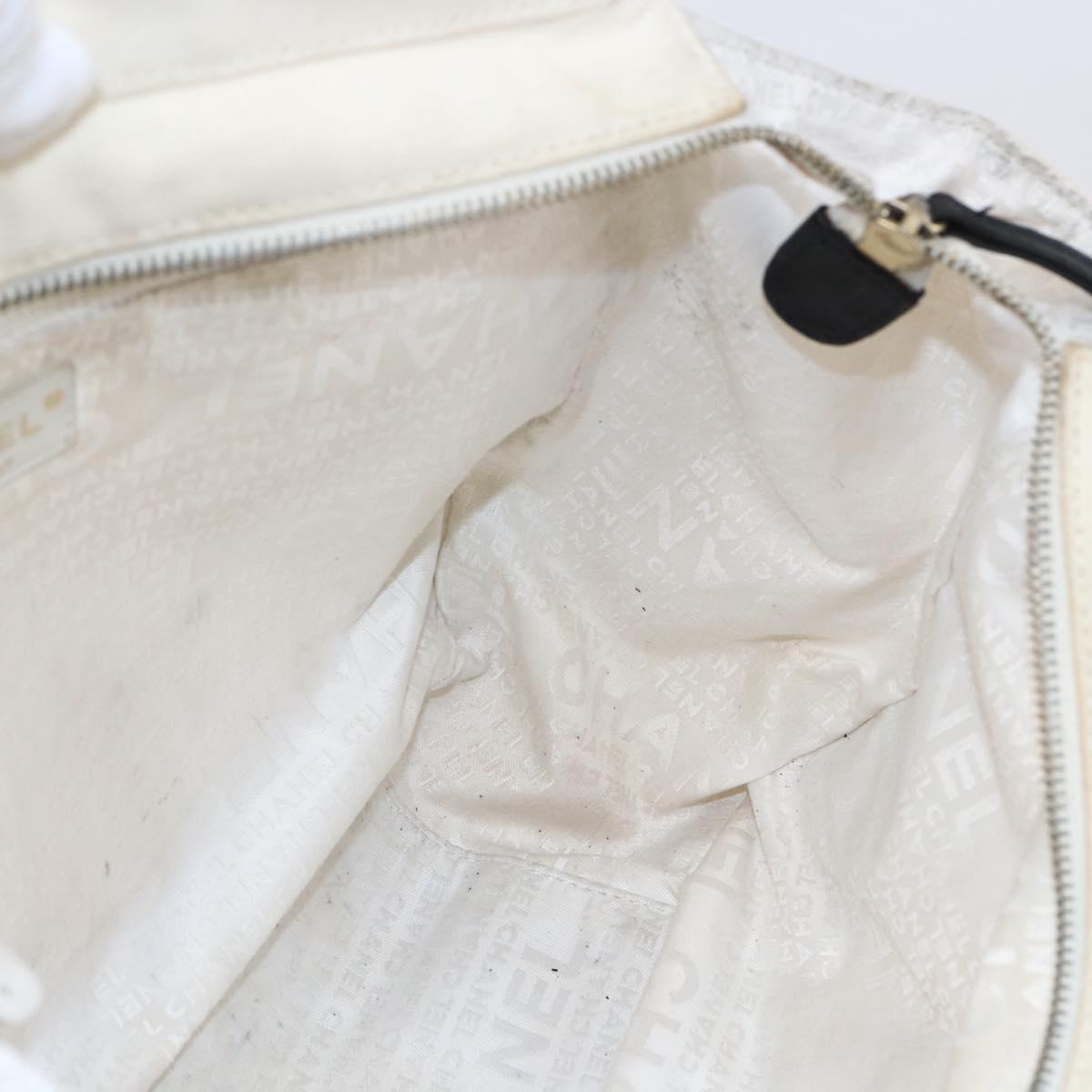 CHANEL marshmallow COCO Mark Hand Bag Canvas White Black CC Auth 146352