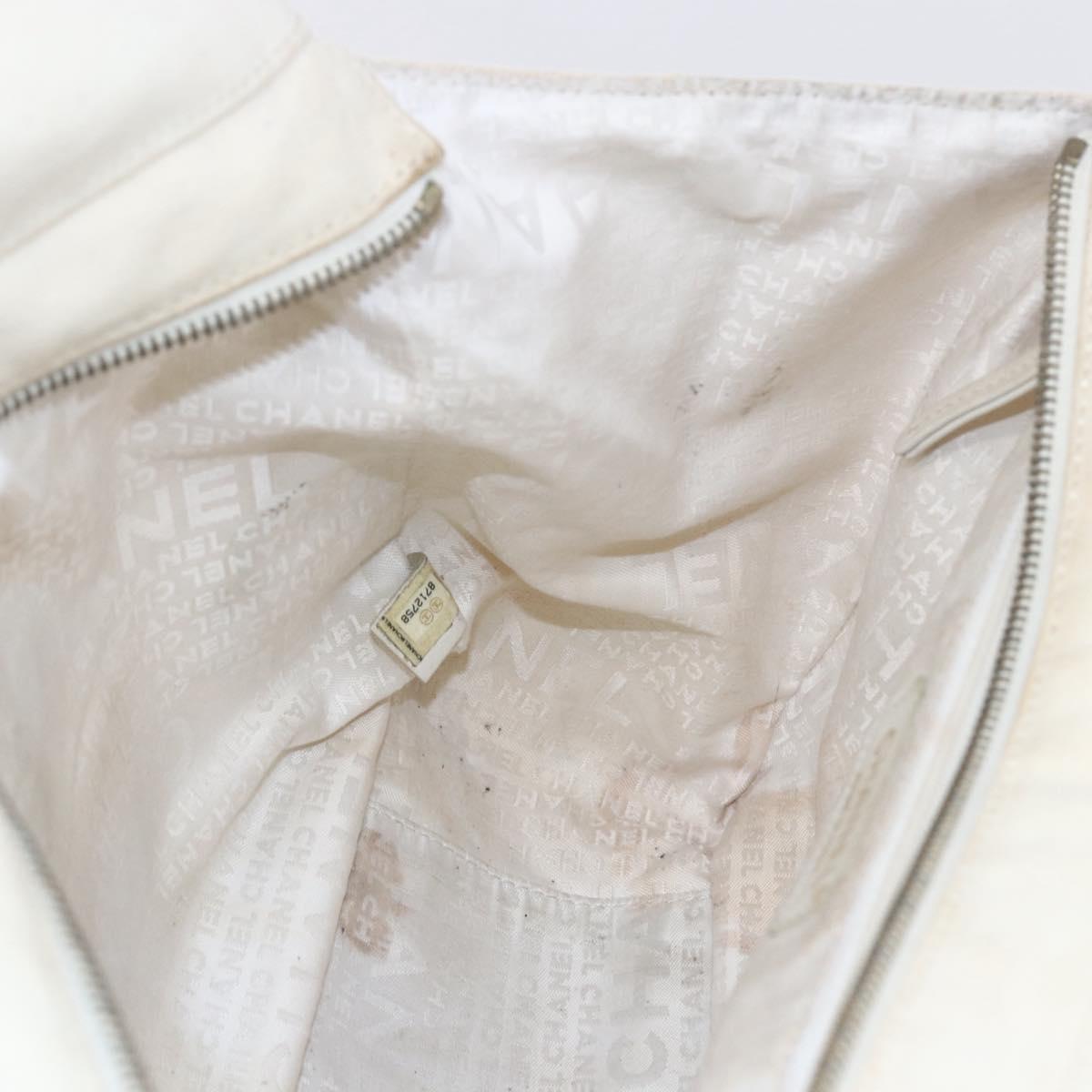 CHANEL marshmallow COCO Mark Hand Bag Canvas White Black CC Auth 146352