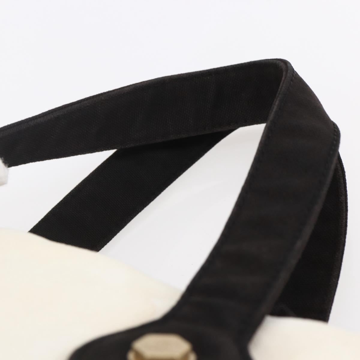 CHANEL marshmallow COCO Mark Hand Bag Canvas White Black CC Auth 146352