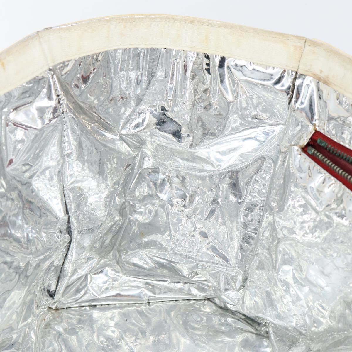 CHANEL Choco Bar Chain Tote Bag No5 Canvas White Silver CC Auth 146353