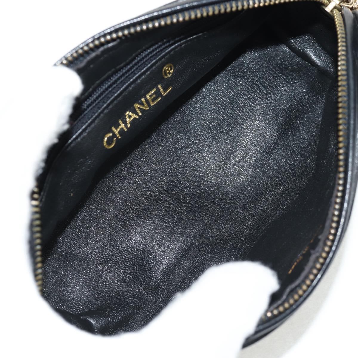 CHANEL Matelasse Gribois Pouch Lamb Skin Black Gold CC Auth 146354V
