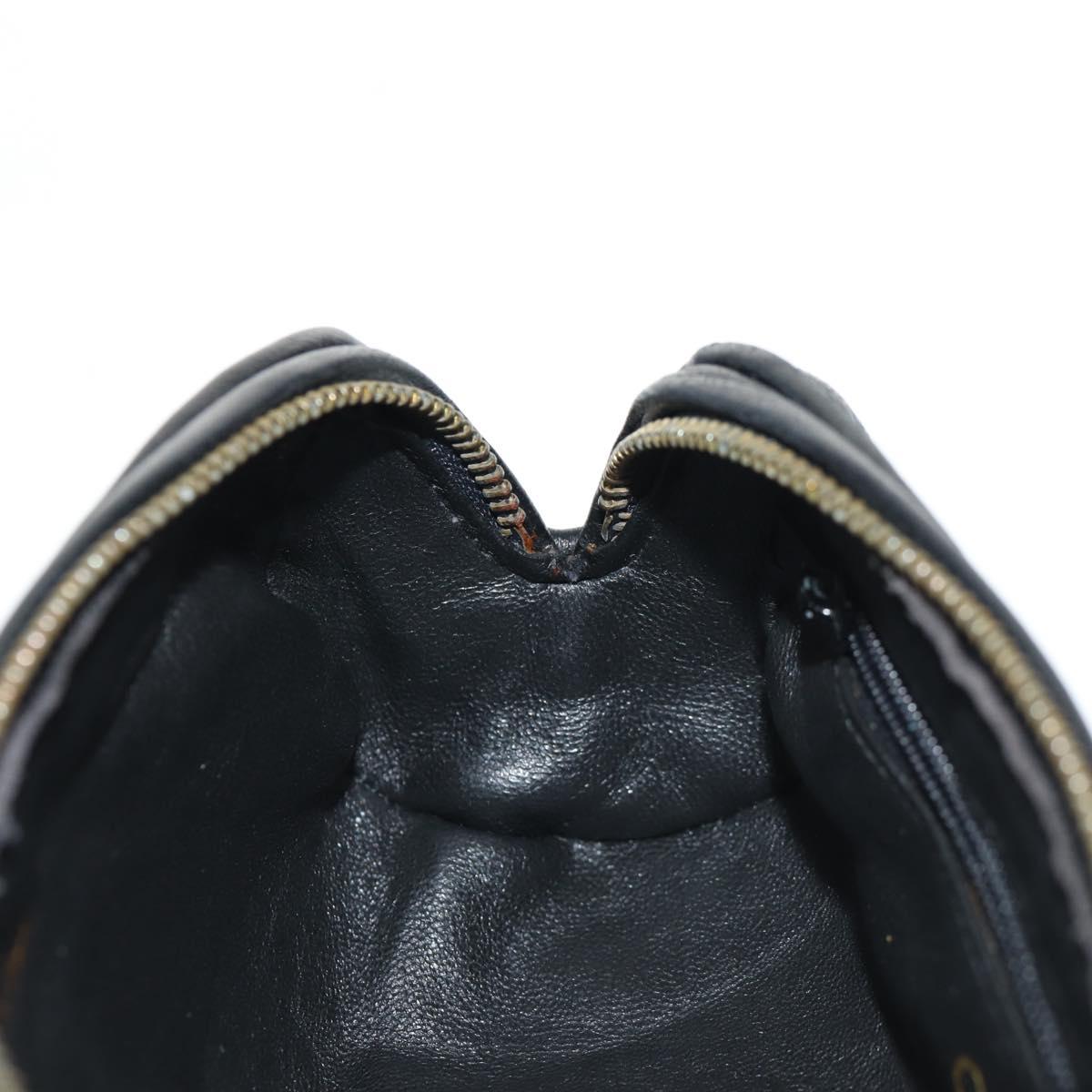 CHANEL Matelasse Gribois Pouch Lamb Skin Black Gold CC Auth 146354V