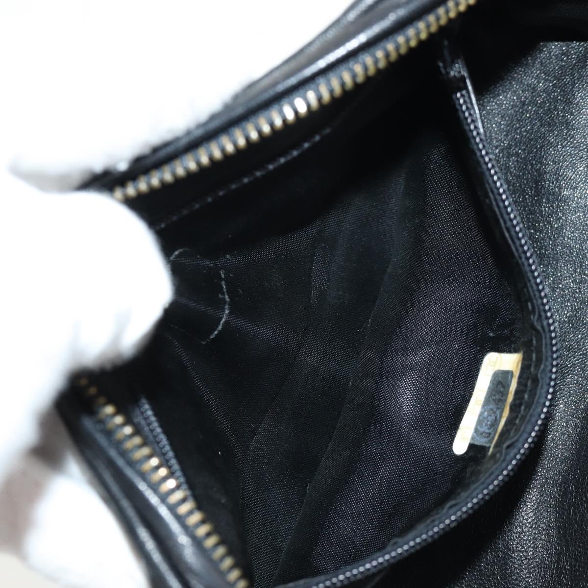 CHANEL Matelasse Gribois Pouch Lamb Skin Black Gold CC Auth 146354V