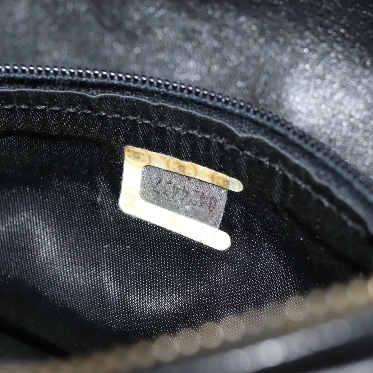 CHANEL Matelasse Gribois Pouch Lamb Skin Black Gold CC Auth 146354V