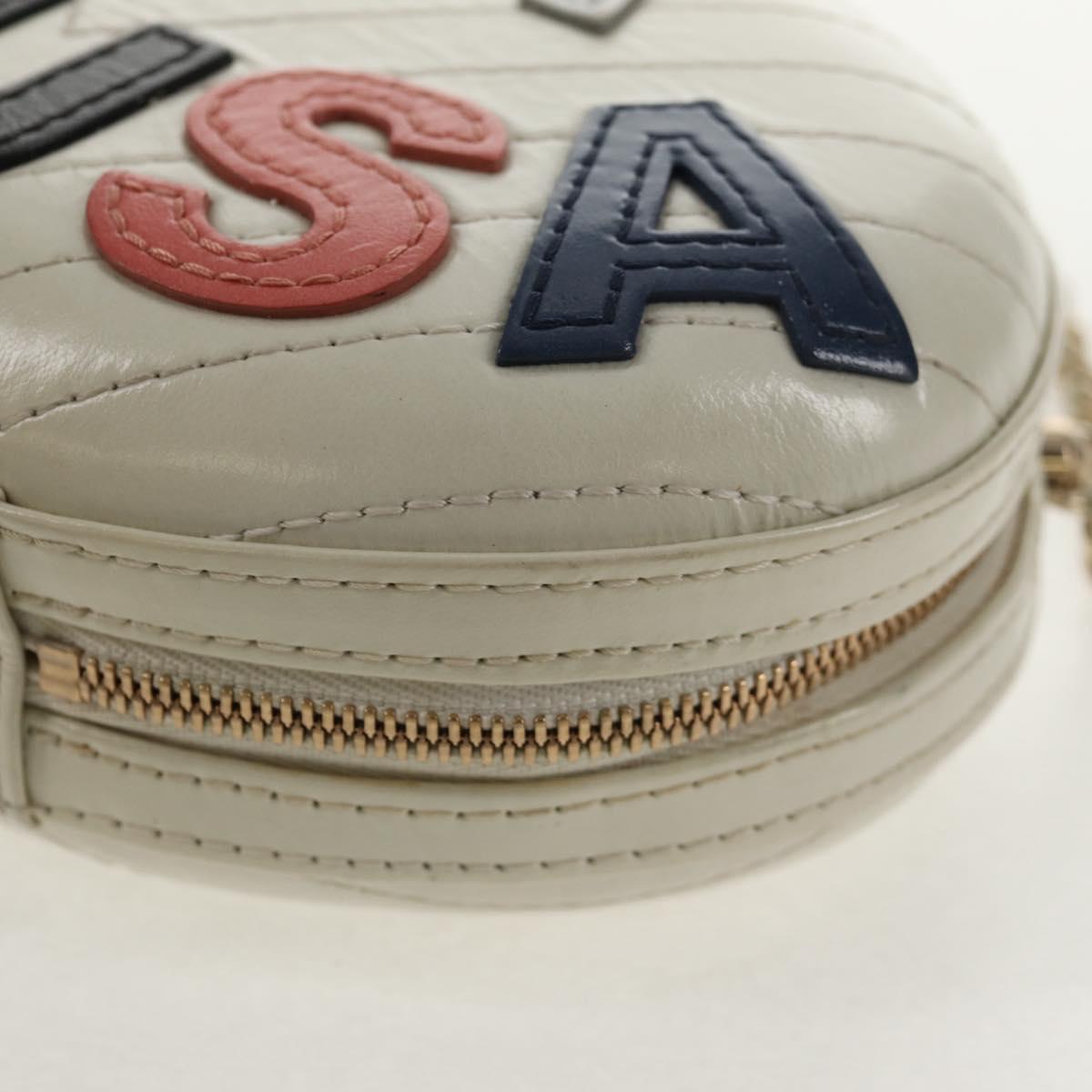 CHANEL V stitch Chain Shoulder Bag Leather White Gold CC Auth 146360A