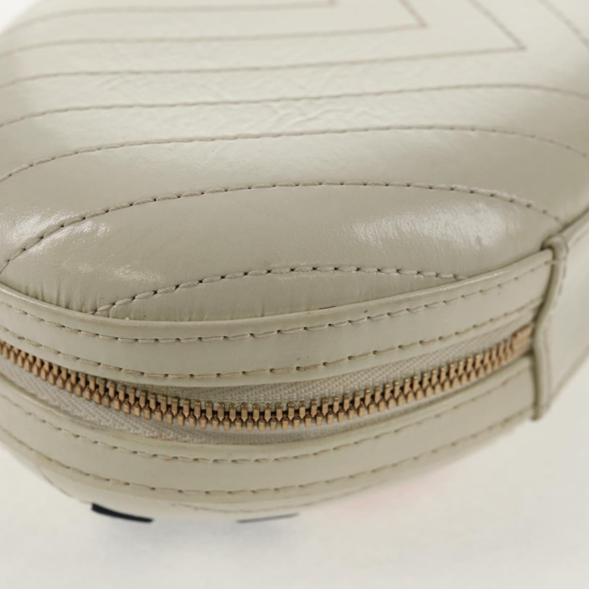 CHANEL V stitch Chain Shoulder Bag Leather White Gold CC Auth 146360SM